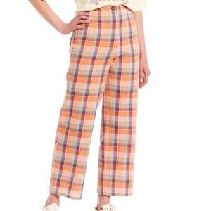 Billabong x salty blonde break linen plaid pants